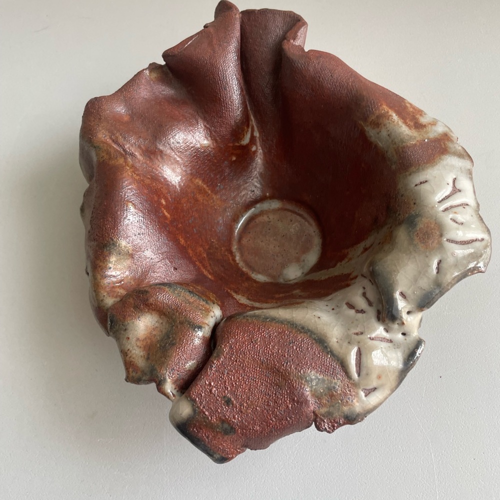 Handcrafted Studio Art Clay
Pottery Flower Bowl Signed - Picture 3 of 11